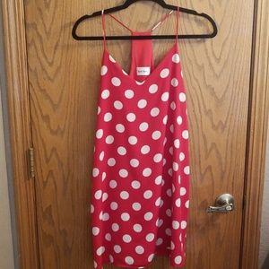 Red and white polka dot dress